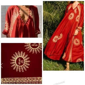 Natalie Martin Fiore Maxi Kaftan Dress Garnet XS